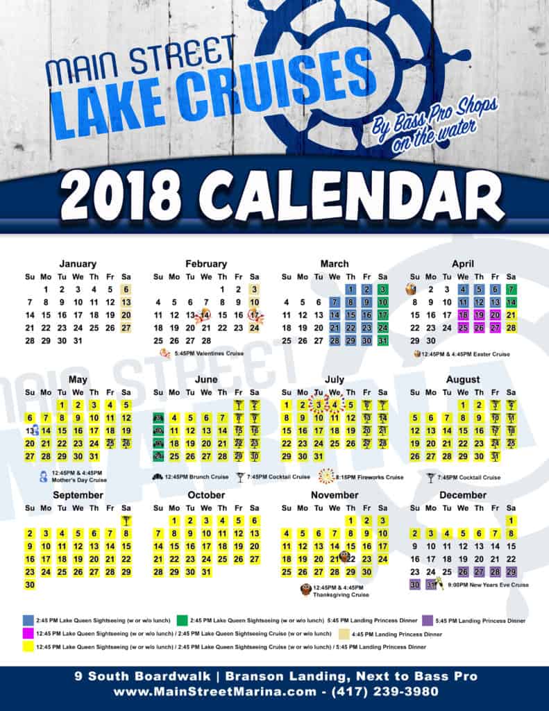 2018 Main Street Marina Cruise Calendar